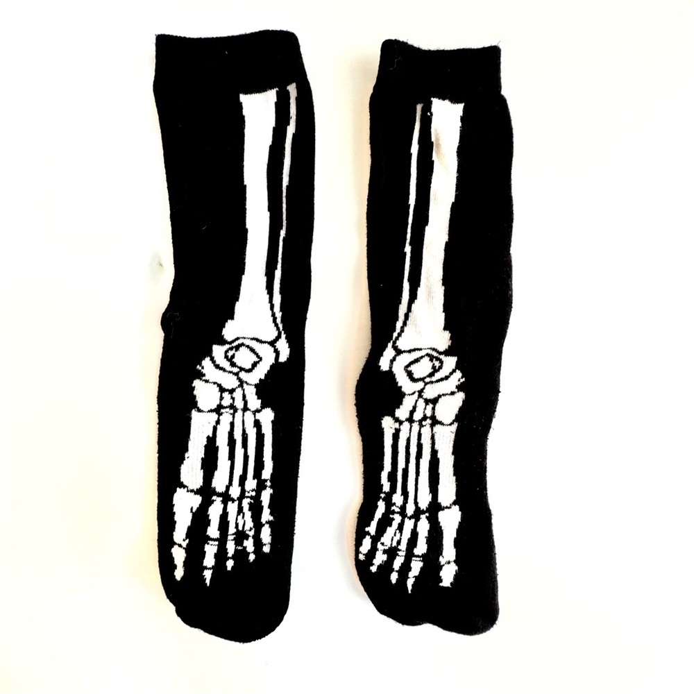 Skeleton Design Black Mid-Calf Socks